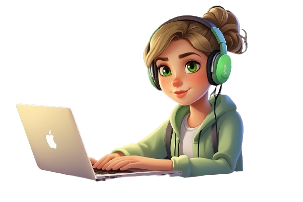animation of me, sitting with a computer and world map in the background